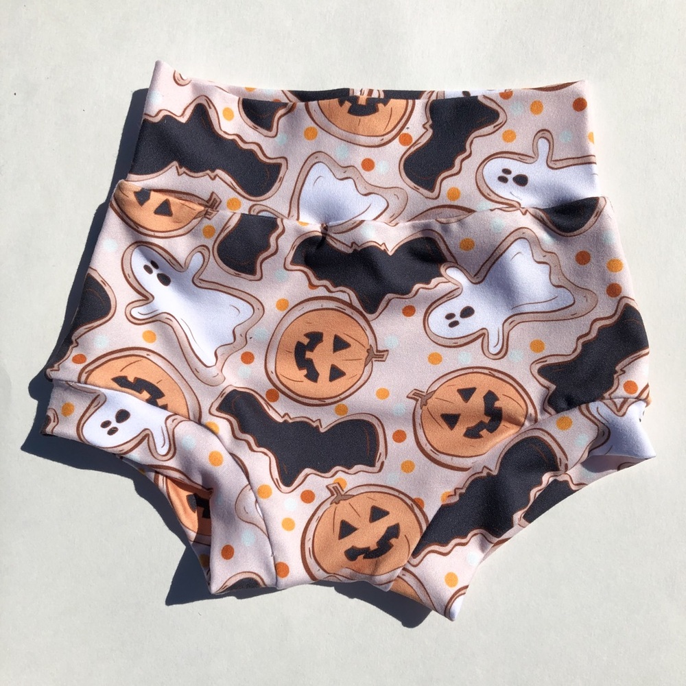 Orange and Black Halloween Bummies, Toddler Halloween Shorts